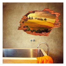 저녁 노을 들판 풍경 포인트 스티커, 1개