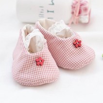 난쟁이똥자루 신생아용 체크핑크 신발 DIY, 1개