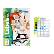 [올바른] 흰색방수라벨 (잉크젯용) -40칸(4X10), 40칸, 25매