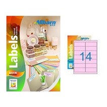 [올바른] 칼라라벨 연분홍 (레이저 잉크젯공용) -14칸(2X7), 50매, AL014PP