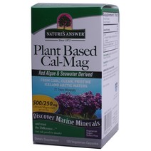 네이쳐스앤서 플랜트 베이스드 칼슘 500mg 마그네슘 250mg 베지테리안 캡슐 글루텐 프리 비건, 120개입, 1개