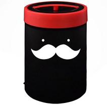 해피앤클린 푸시통 콧수염 압축 쓰레기통 10L, 블랙, 1개