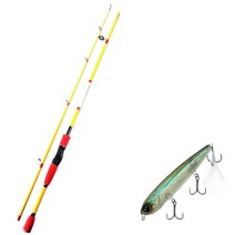 아피스 배스게임 XT 루어 낚싯대 옐로우 + 다미끼 램블러 120 하드베이트 루어 347T CLEAR REAL BAIT, 1세트