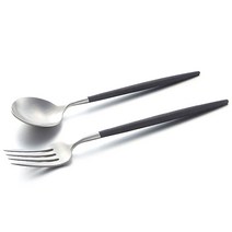 큐티폴 고아 디저트 2P 세트, 블랙, 스푼 + 포크