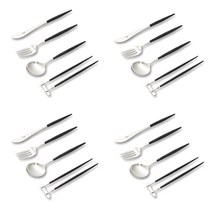 큐티폴 고아 디너 4인 커트러리 세트, 블랙, 디너나이프4P + 디너포크4P + 디너스푼4P + 젓가락세트 4SET