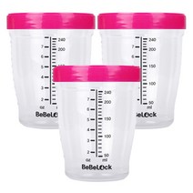 베베락 프리미엄 트라이탄 이유식 밀폐용기 눈금형 240ml, 핑크, 3개