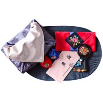 팔복상회 솔리드 네이비 보자기 애교예단 세트, 오곡주머니, 1세트
