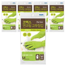 코멕스 1년 마이사이즈 면코팅 롱 고무장갑, 그린, 중(M), 5개