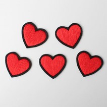 플라이쿱 열접착식 미니 하트 자수 와펜 세트(5개입), 1개, 하트M