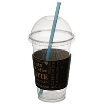 커피촌 투명 PET 아이스컵+돔뚜껑+홀더+빨대 100개입, 1세트, 470ml