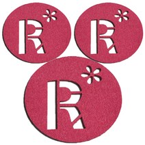 레이저 커팅 펠트컵받침 이니셜 3개, 핑크