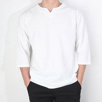 제이에이치스타일 남성용 브이 트임 모던 7부 티셔츠 JHROK023