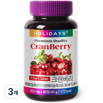홀리데이즈 크랜베리 영양제 45g, 90정, 3개