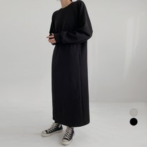 바블링브룩 여성용 래글런 기모 맨투맨 롱 원피스