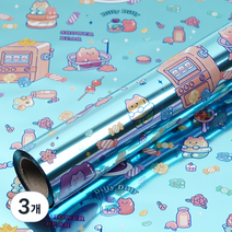 포포팬시 곰 젤리 비닐 증착 롤 포장지 53cm x 17m, 블루, 3개