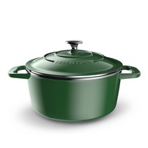 헤슬바흐 스테인리스 합금 주물냄비 3.5L, 너비 24cm x 높이 10.5cm, 뱀부그린(내부 버터크림)