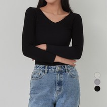 캐럿 여성용 브이넥 골지 데일리 니트