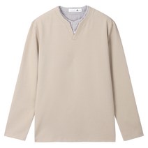 베이직하우스 남성용 CP분또우븐 레이어드 밴드카라 티셔츠 HUTS2102