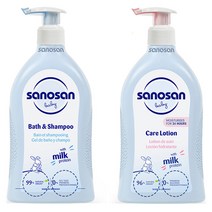 사노산 베이비 2.0 바스 앤 샴푸 500ml + 케어 로션 500ml x 2p 세트 베이비파우더향, 1세트