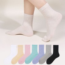 두발로 여성용 파스텔 골지 중목 양말 8켤레