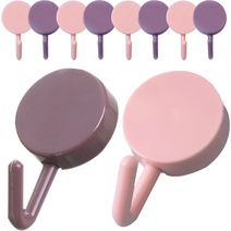 리빙홈디테일 심플 모던 원형 접착 걸이, 핑크, 보라, 10개