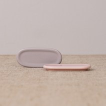 보울보울 레트로라인 수저받침 2종 세트, 파우더핑크, 애쉬그레이, 1세트