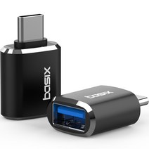 [휴대폰usb젠더] 베이식스 C타입 to USB 3.0 변환 OTG 젠더 A30 2p, 메탈 블랙