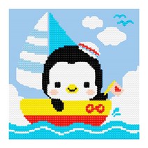 아이러브페인팅 테마 DIY 보석십자수 20 x 20 cm, 바다 배타는 펭귄, 1세트