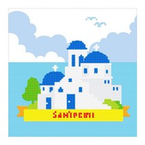 아이러브페인팅 테마 DIY 보석십자수 20 x 20 cm, 랜드마크 산토리니, 1세트
