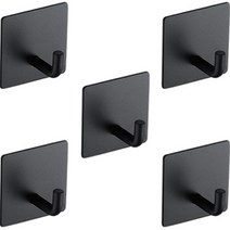 피키픽스 강력접착 스테인리스 고리 후크 사각, 5개, 블랙