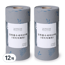 유하우스 네이처 엠보 일회용 수세미 60매, 혼합 색상, 12개