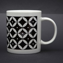 북유럽 블랙엽전 디자인 머그컵, 백색, 2개