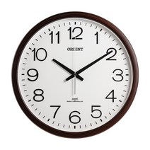 오리엔트 OT766RC RC전파수신 자동시간맞춤 대형 오피스벽시계, 다크브라운