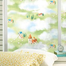 데코리아 윈도우 장식용시트 WS-32 구름속 꿈의마을, 혼합 색상
