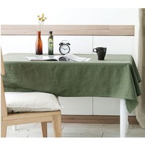 데코토닉 퓨어린넨 식탁보, 그린, 4인용 (130 x 160 cm)