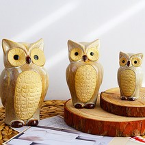 티즈트레이딩 멋쟁이 부엉이 오브제 3종세트, 베이지