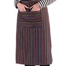 리빙팝 스트라이프 쿠킹앞치마, 숏커피레드 (2포켓), 1개