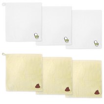 송월타월 솔리드 캐릭터 고리 타올 3p 흰색 + 솔리드 캐릭터 고리 타올 3p, 노랑, 1세트