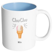 핸드팩토리 스위트 아이스크림 믹스 머그컵, 내부 파스텔 블루, 1개