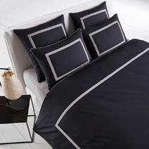 라흐두뜨 퍼케일면 프레임 이불커버, black + souris grey