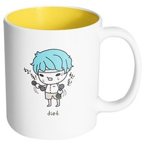 핸드팩토리 파란머리 다이어트 머그컵, 내부 옐로우, 1개
