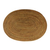 송원 타원 라탄 식탁매트, 내츄럴, 385 x 285 mm
