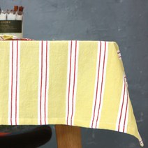 레브라이프 린넨 스트라이프 식탁보, 워싱옐로 + 레드스트라이프, 4인용