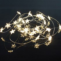 다우에프앤지 LED 50구 건전지형 드롭 별전구, 투명선 + 웜화이트