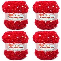 행복뜨기 소프트퐁듀 뜨개질실 4p, 21 빨강