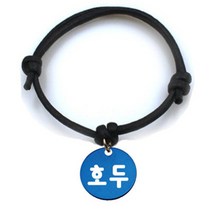 펫츠룩 굿모닝 블랙 반려동물 목걸이 S + 알미늄원형 팬던트 M, 블루(호두), 1개