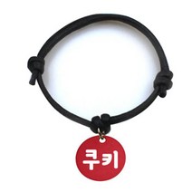 펫츠룩 굿모닝 블랙 반려동물 목걸이 M + 알미늄 원형 팬던트 S, 레드(쿠키), 1개