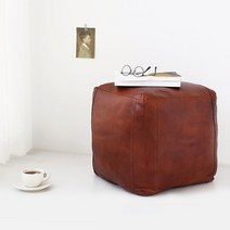 마켓비 PECRE 빈티지 푸프 스툴 PC0030PF, 브라운