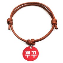 펫츠룩 굿모닝 카라멜 반려동물 목걸이 M + 알미늄원형 팬던트 S, 레드(뿌꾸), 1개