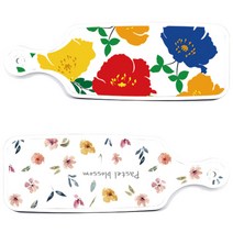 로엠디자인 국화블루화이트보드 서빙 도마 보드 2p 세트, 국화블루화이트보드, 파스텔프라워패턴, 1세트